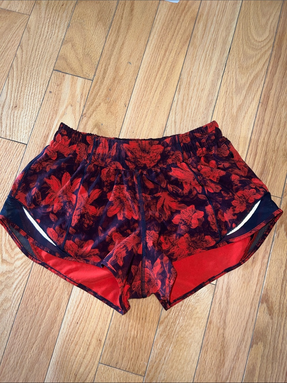 Lululemon Red Floral Athletic Shorts size 4
